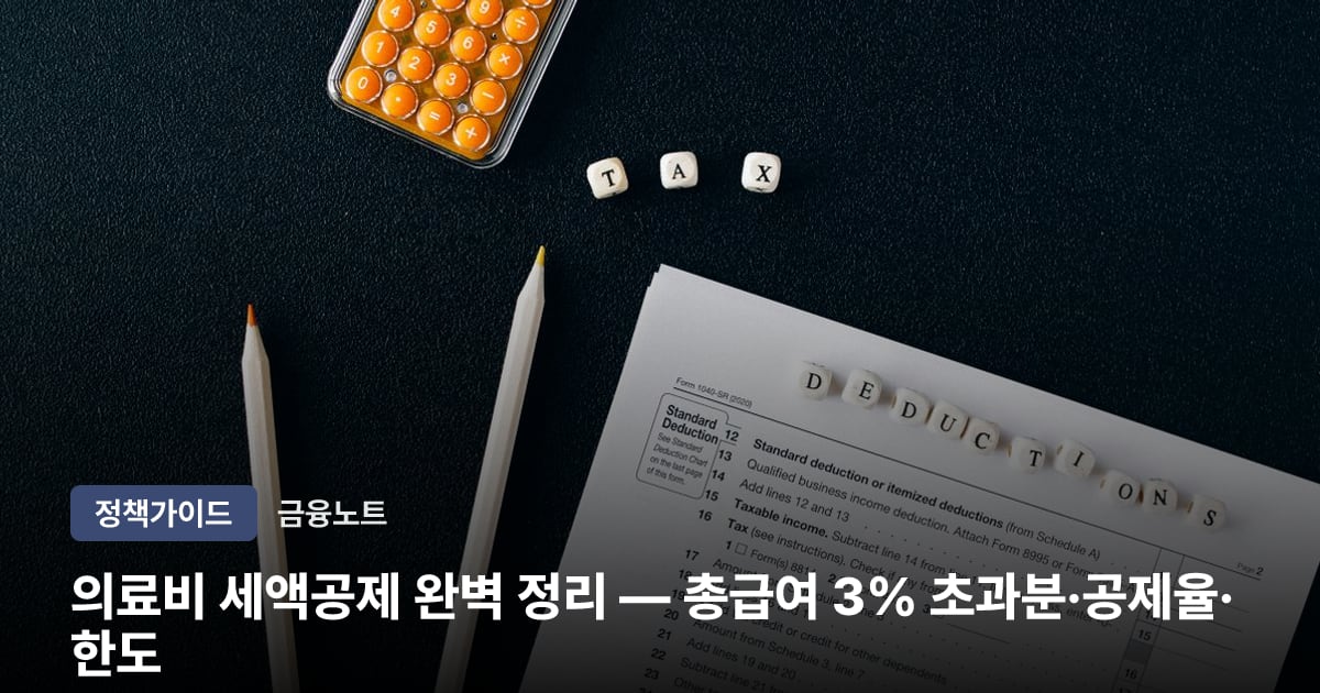 의료비 세액공제 완벽 정리 — 총급여 3% 초과분·공제율·한도