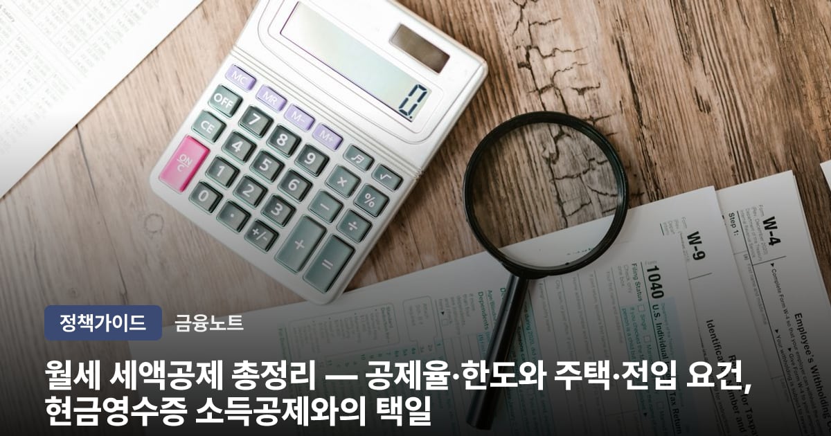 월세 세액공제 총정리 — 공제율·한도와 주택·전입 요건, 현금영수증 소득공제와의 택일